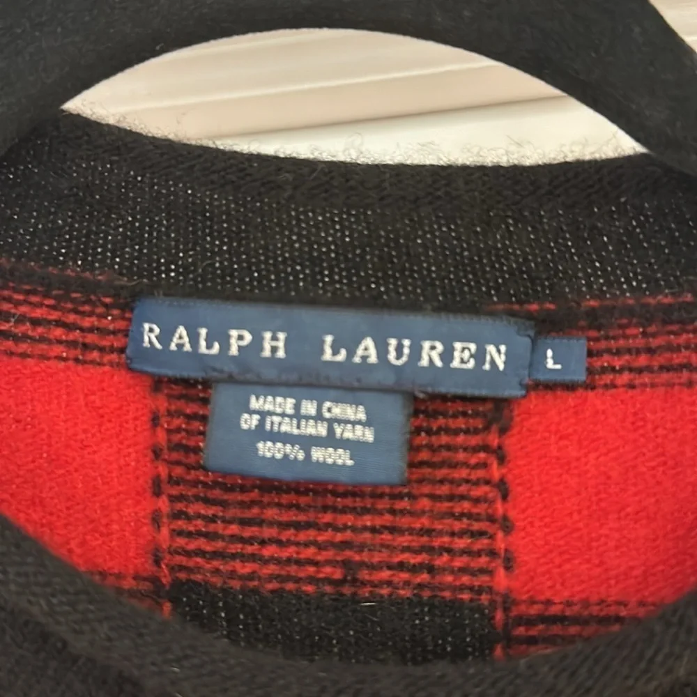 Ralph Lauren Buffalo Check Plaid Sweater Red Black RARE! Blue Label - Picture 6 of 6